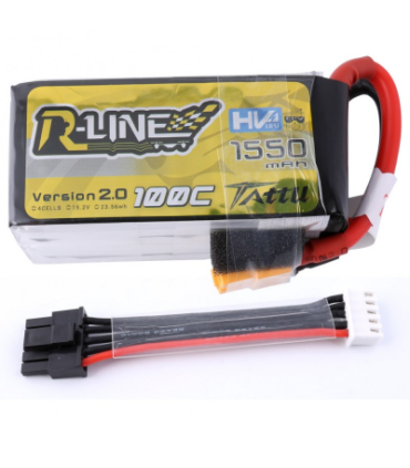 Tattu R-Line V2 4 S 1550 mAh 100C Batteria (cavo staccabile)